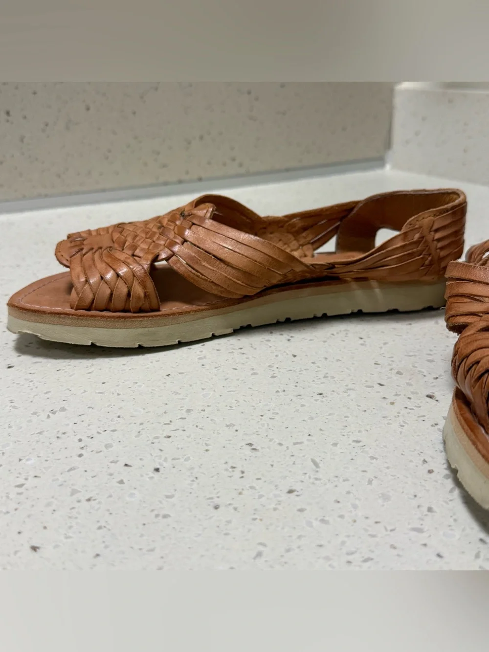 Women’s Braided Leather Sandals in Tan
